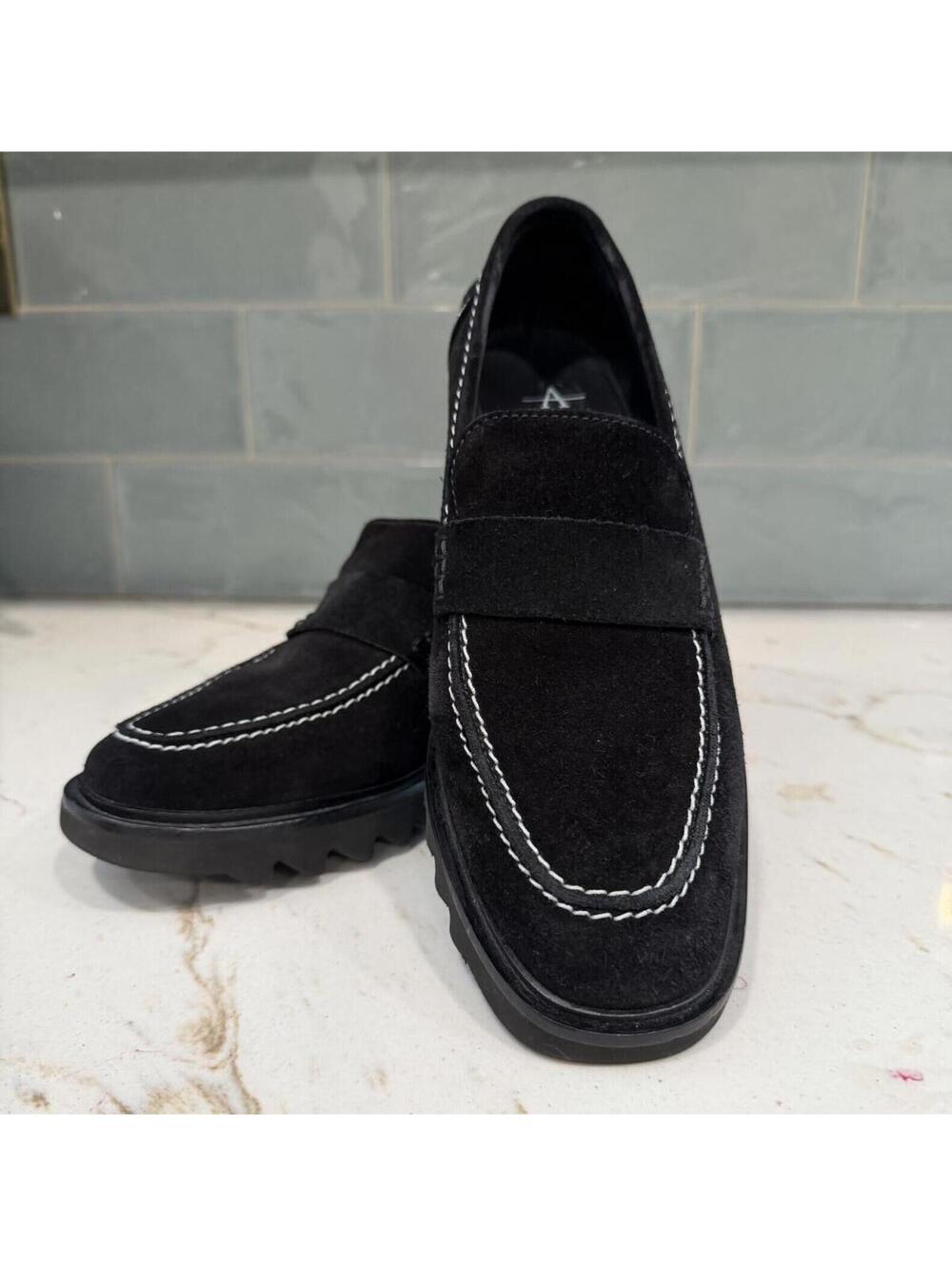 Aquatalia Black Suede Lug Sole Loafers Size 9.5 EUC - Picture 3 of 4